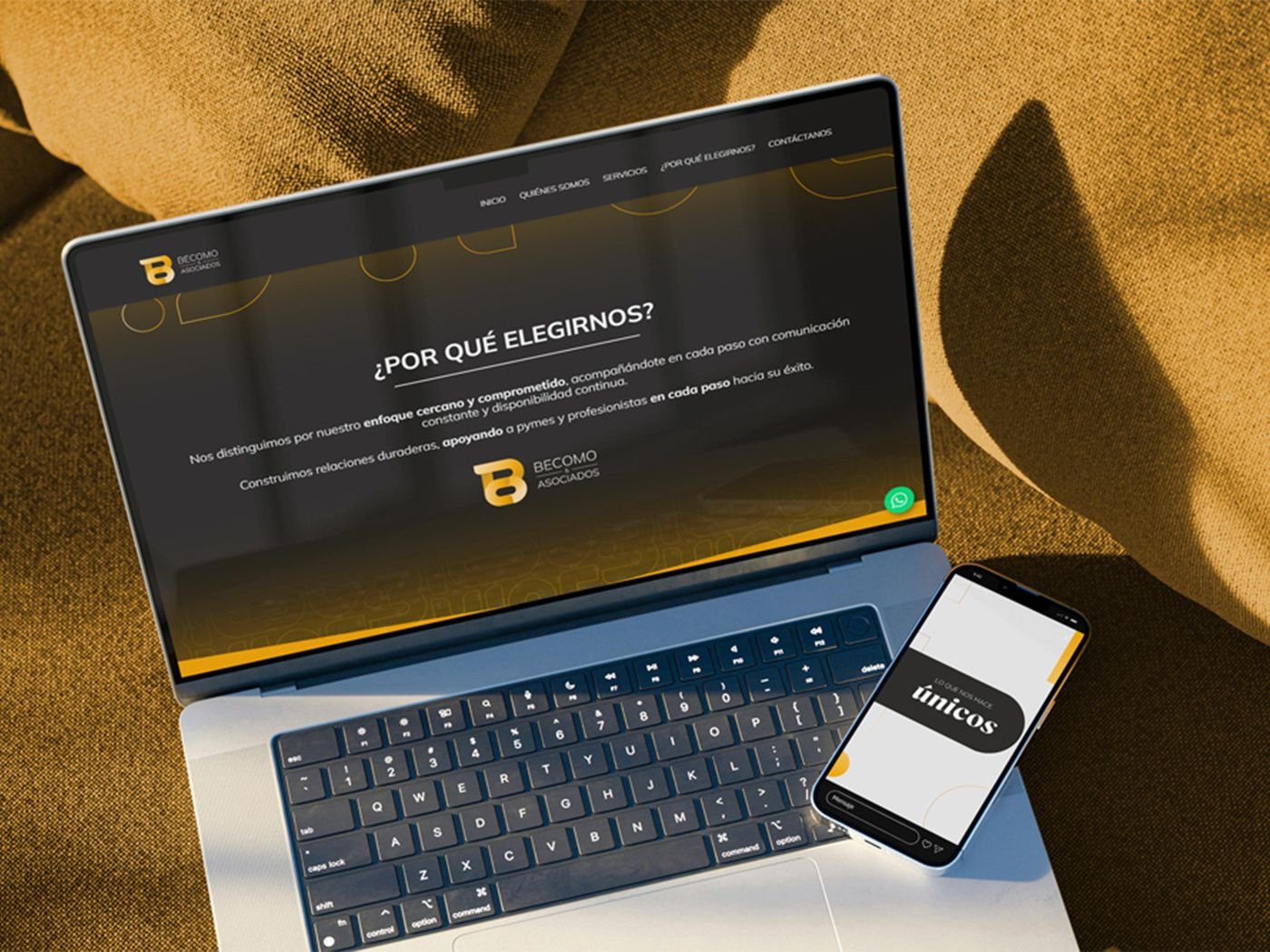 Sitio web de Becomo & Asociados en laptop y móvil