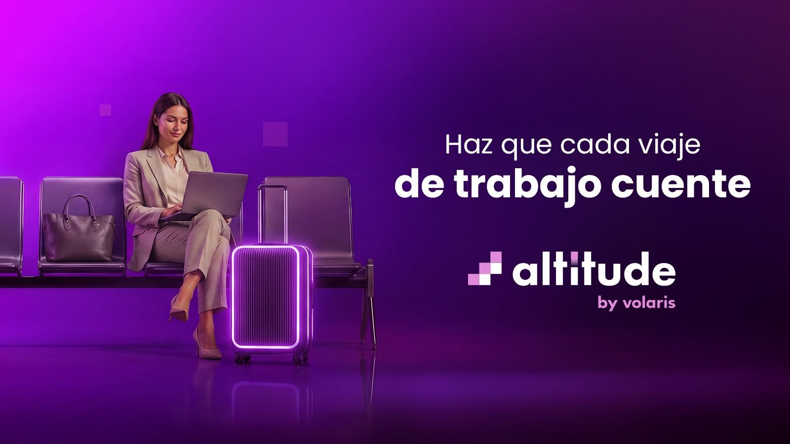 Pieza de altitude by Volaris para segmento VFR, con una familia reunida en el aeropuerto
